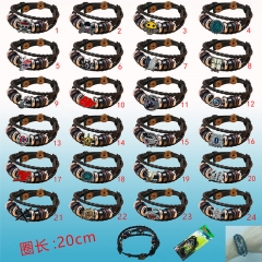 24 Designs Naruto Cosplay Cartoon Woven Leather Bangles Anime Bracelet