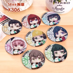Steins Gate Cartoon Brooch Kawaii Fancy Pin 8Pcs Per Set
