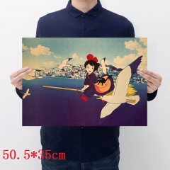 Kiki's Delivery Service Printing Cartoon Placard Home Decoration Retro Kraft Paper Anime Poster