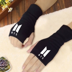 K-POP BTS Bulletproof Boy Scouts BT21 Black Half Gloves Winter Warm Gloves