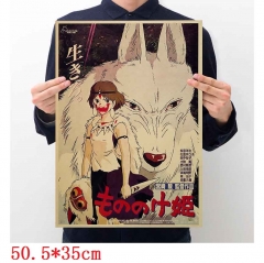 Princess Mononoke Printing Cartoon Placard Home Decoration Retro Kraft Paper Anime Poster