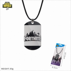 堡垒之夜 FORTNITE字母款 不锈钢军牌 黑色吊绳项链
