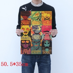 One Piece Printing Cartoon Placard Home Decoration Retro Kraft Paper Anime Poster