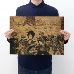 One Piece Cartoon Placard Home Decoration Retro Kraft Paper Anime Poster