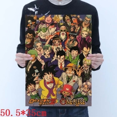 One Piece and Dragon Ball Z Cartoon Placard Home Decoration Retro Kraft Paper Anime Poster