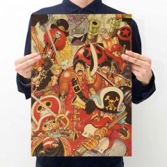 One Piece Cartoon Placard Home Decoration Retro Kraft Paper Anime Poster
