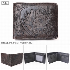 银河护卫队 树人格鲁特 黑色C44 对折压纹短款皮钱包 11.5X9.5X2CM 80G