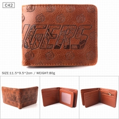 复仇者联盟 棕色C42 对折压纹短款皮钱包 11.5X9.5X2CM 80G