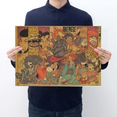 One Piece Cartoon Placard Home Decoration Retro Kraft Paper Anime Poster