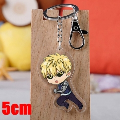 One Punch Man Genos Cartoon Pendant Key Ring Transparent Anime Acrylic Keychain