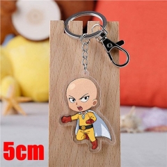 One Punch Man Saitama Cartoon Pendant Key Ring Transparent Anime Acrylic Keychain