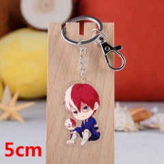 My Hero Academia Todoroki Shouto Cartoon Pendant Key Ring Transparent Anime Acrylic Keychain