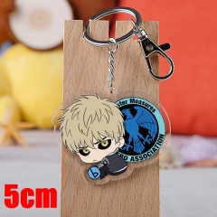 One Punch Man Genos Cartoon Pendant Key Ring Transparent Anime Acrylic Keychain