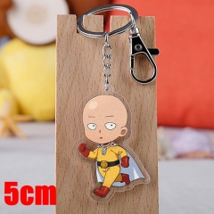 One Punch Man Saitama Cartoon Pendant Key Ring Transparent Anime Acrylic Keychain