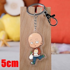 One Punch Man Saitama Cartoon Pendant Key Ring Transparent Anime Acrylic Keychain