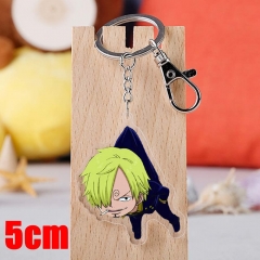 One Piece Sanji Cartoon Pendant Key Ring Transparent Anime Acrylic Keychain