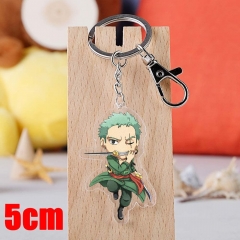 One Piece Zoro Cartoon Pendant Key Ring Transparent Anime Acrylic Keychain