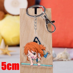 One Piece Nami Cartoon Pendant Key Ring Transparent Anime Acrylic Keychain