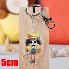 One Piece Burukku Cartoon Pendant Key Ring Transparent Anime Acrylic Keychain