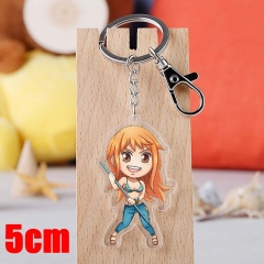 One Piece Nami Cartoon Pendant Key Ring Transparent Anime Acrylic Keychain