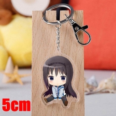 Puella Magi Madoka Magica Akemi Homura Cartoon Pendant Key Ring Transparent Anime Acrylic Keychain