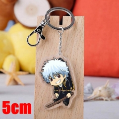 Gintama Sakata Gintoki Cartoon Pendant Key Ring Transparent Anime Acrylic Keychain