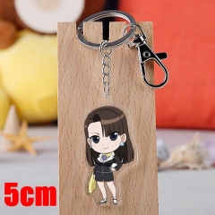 Ace Attorney Mia Fey Cartoon Pendant Key Ring Transparent Anime Acrylic Keychain