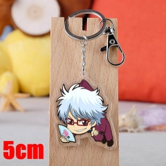 Gintama Sakata Gintoki Cartoon Pendant Key Ring Transparent Anime Acrylic Keychain