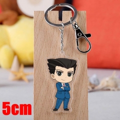 Ace Attorney Phoenix Wright Cartoon Pendant Key Ring Transparent Anime Acrylic Keychain