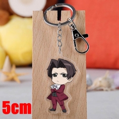 Ace Attorney Miles Edgeworth Cartoon Pendant Key Ring Transparent Anime Acrylic Keychain