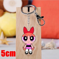 The Powerpuff Girls Blossom Cartoon Pendant Key Ring Transparent Anime Acrylic Keychain
