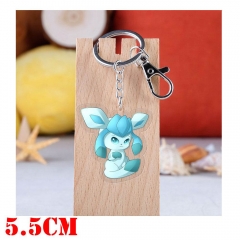 Pokemon Glaceon Cartoon Pendant Key Ring Transparent Anime Acrylic Keychain