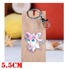 Pokemon Sylveon Cartoon Pendant Key Ring Transparent Anime Acrylic Keychain