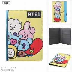 D14-BTS 防弹少年团BT21 竖款彩图二折钱包卡包 11X15.2CM
