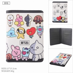 D13-BTS 防弹少年团BT21 竖款彩图二折钱包卡包 11X15.2CM
