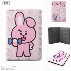D10-BTS 防弹少年团BT21小兔 竖款彩图二折钱包卡包 11X15.2CM