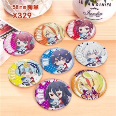 Zombie Land Saga Anime Tinplate Badge Pins (8pcs/Set)