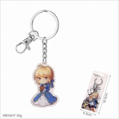 Fate Stay Night Saber Cartoon Coplay Acrylic Anime Keychain