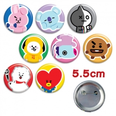 K-POP BTS BT21 Bulletproof Boy Scouts Cartoon Brooch Kawaii Fancy Pin 8pcs/set