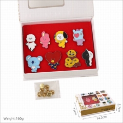 BT21 K-POP BTS Bulletproof Boy Scouts Alloy Decoration Brooch Pin (8pcs/set)