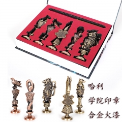 Harry Potter magic School Seal Cosplay Decorative Alloy Anime Seal Figure (5pcs/set)