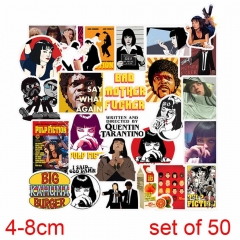 50张Pulp Fiction低俗小说贴纸涂鸦防水滑板个性行李箱贴画AZ028