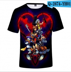 Kingdom Hearts Game Cartoon 3D Printing Short Sleeve T shirts
