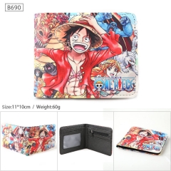 海贼王  B690 PU斜纹二折短款钱包 11X10CM