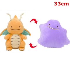 Pokemon Two Sides Dragonite Cos Ditto Cartoon Character Collection Doll Anime Plush Toy