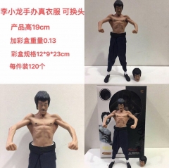李小龙手办 蝙蝠肌 人鱼线 全身雕像 真衣服 可换头 双头雕配置 盒装动漫手办