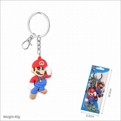 Super Mario Bro Cartoon Character Anime Rubber Keychain