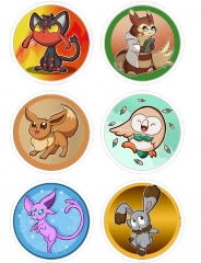 6PCS/SET 7.5CM Pokemon Cartoon Alloy Anime Brooch