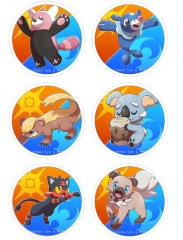 6PCS/SET 7.5CM Pokemon Anime Cartoon Brooch
