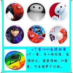 6PCS/SET 7.5CM Big Hero 6 Cartoon Alloy Anime Brooch